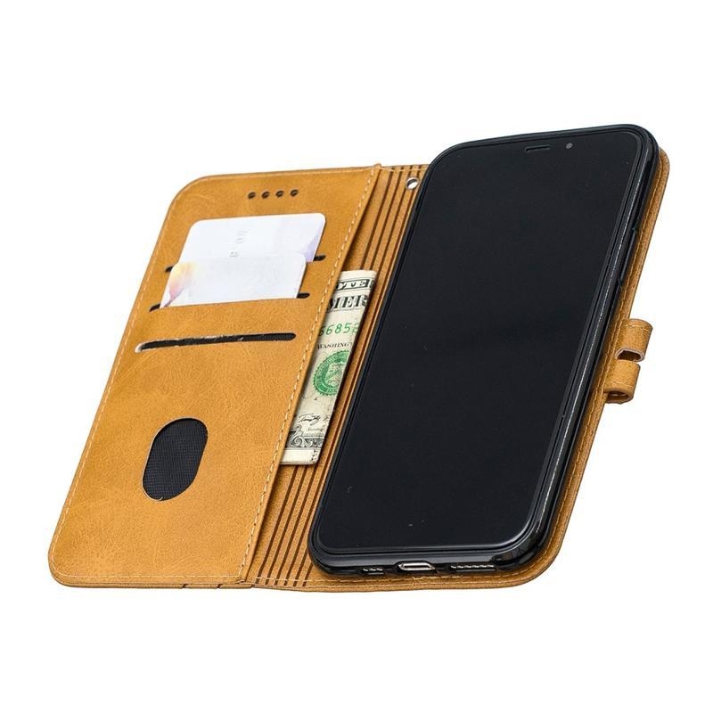 Wallet PU kožené peněženkové pouzdro na mobil iPhone 12 mini - hnědé