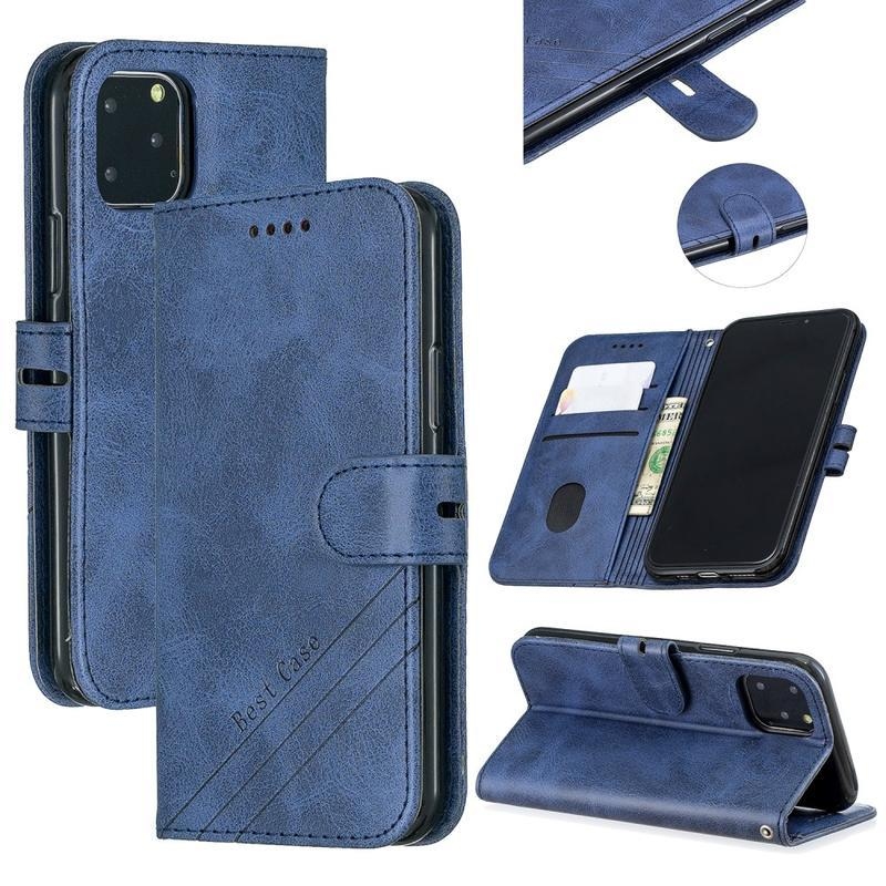 Wallet PU kožené peněženkové pouzdro na mobil iPhone 12 mini - modré