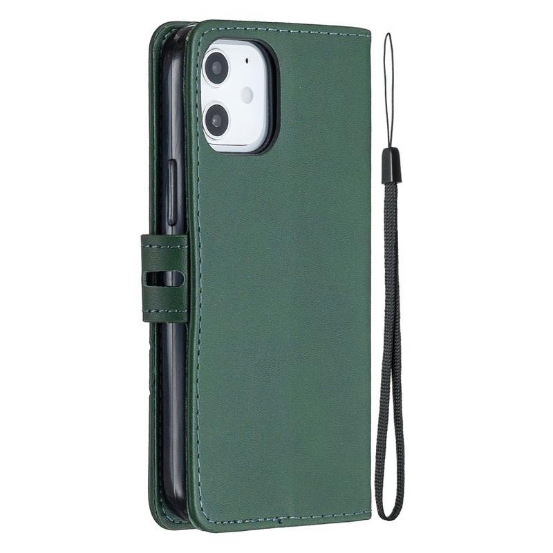 Wallet PU kožené peněženkové pouzdro na mobil iPhone 12 mini - zelené