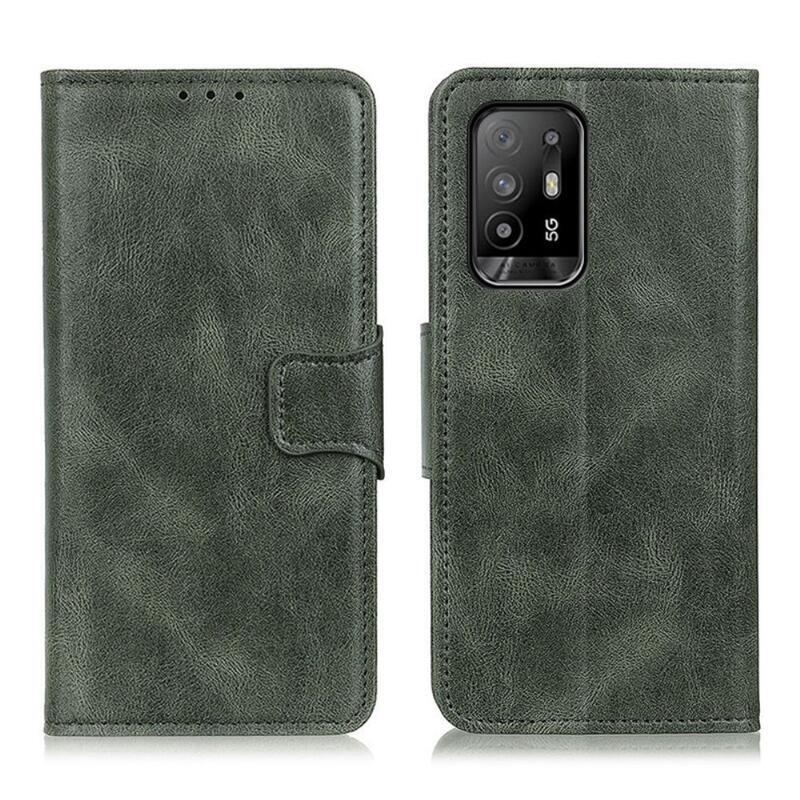 Wallet PU kožené peněženkové pouzdro na mobil Oppo Reno 5 Z 5G - černozelené