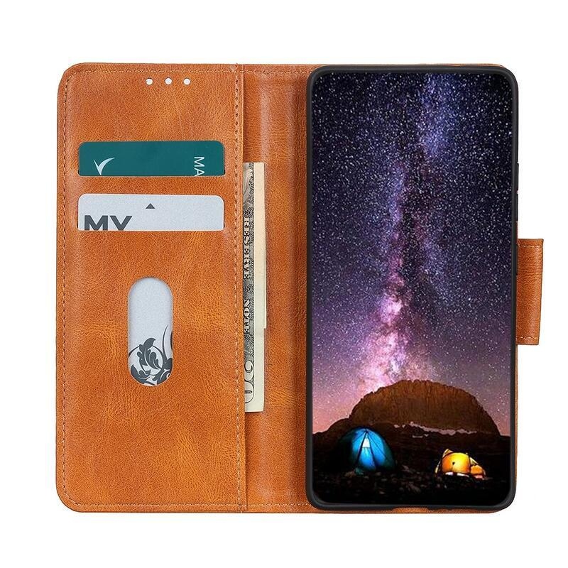 Wallet PU kožené peněženkové pouzdro na mobil Oppo Reno 5 Z 5G - hnědé