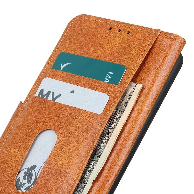 Wallet PU kožené peněženkové pouzdro na mobil Oppo Reno 5 Z 5G - hnědé
