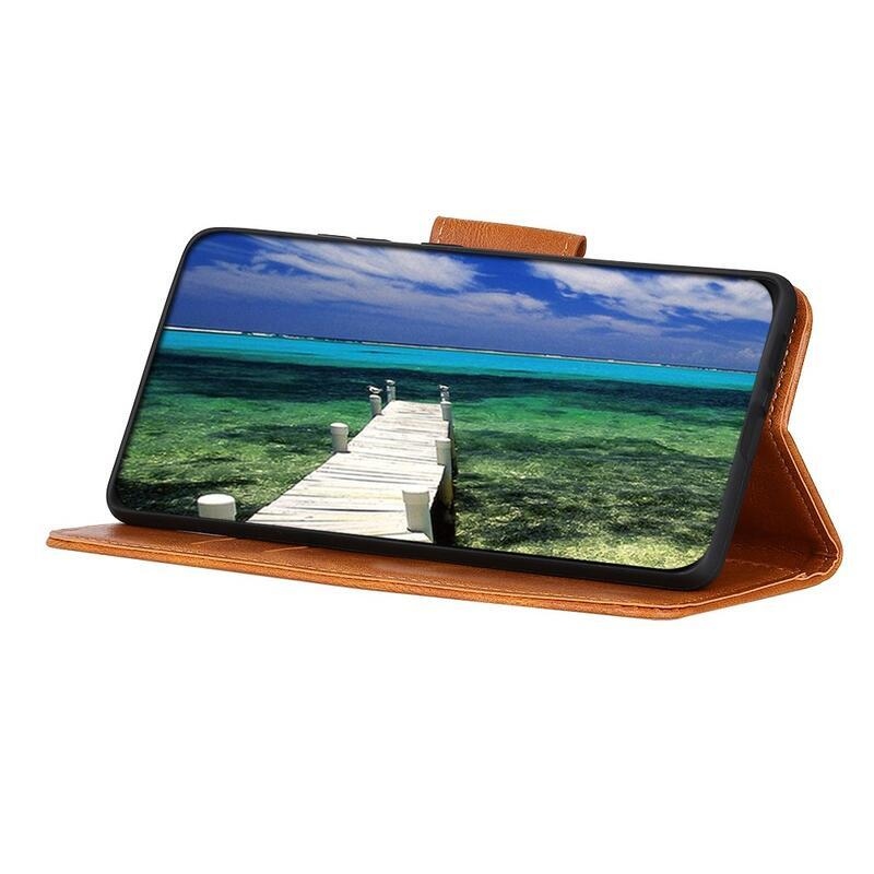 Wallet PU kožené peněženkové pouzdro na mobil Oppo Reno 5 Z 5G - hnědé