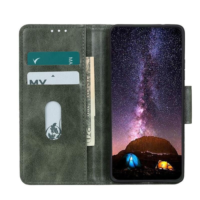 Wallet PU kožené peněženkové pouzdro na mobil Realme GT 5G - černozelené