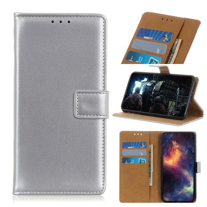 Wallet PU kožené peněženkové pouzdro na mobil Samsung Galaxy A51 5G - stříbrné