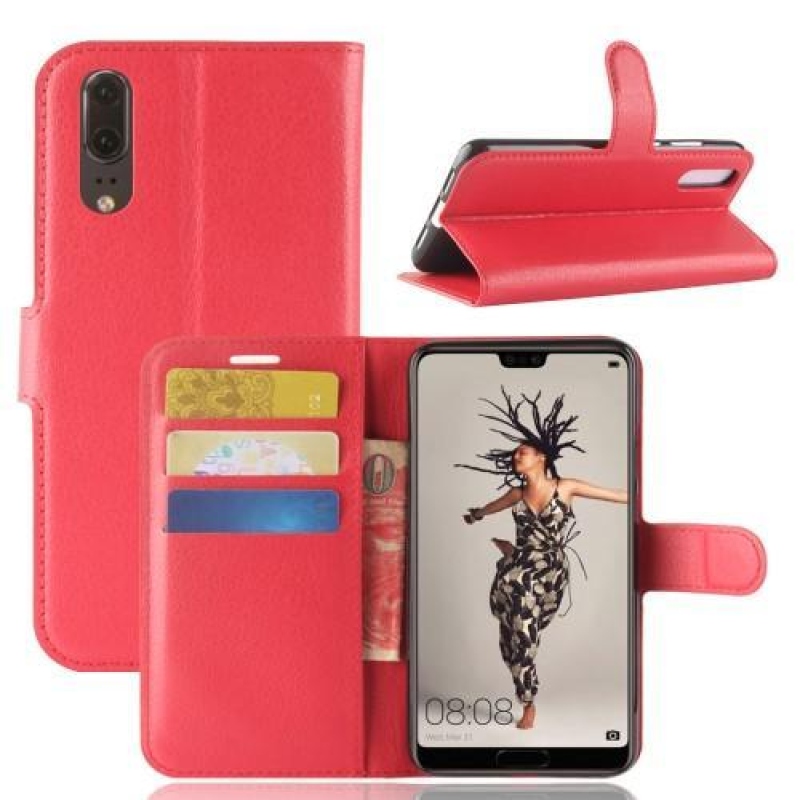 Wallet PU kožené pouzdro na Huawei P20 - červené
