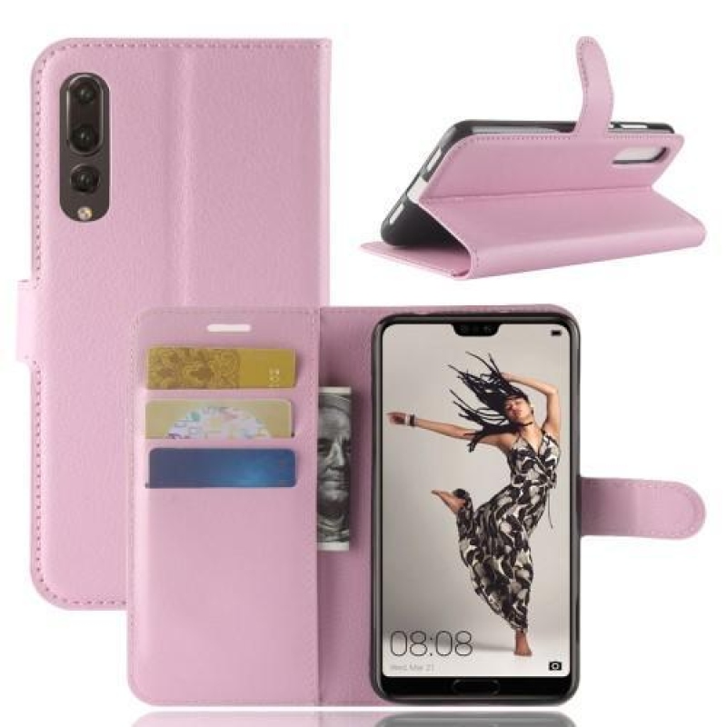 Wallet PU kožené pouzdro na Huawei P20 Pro - růžové