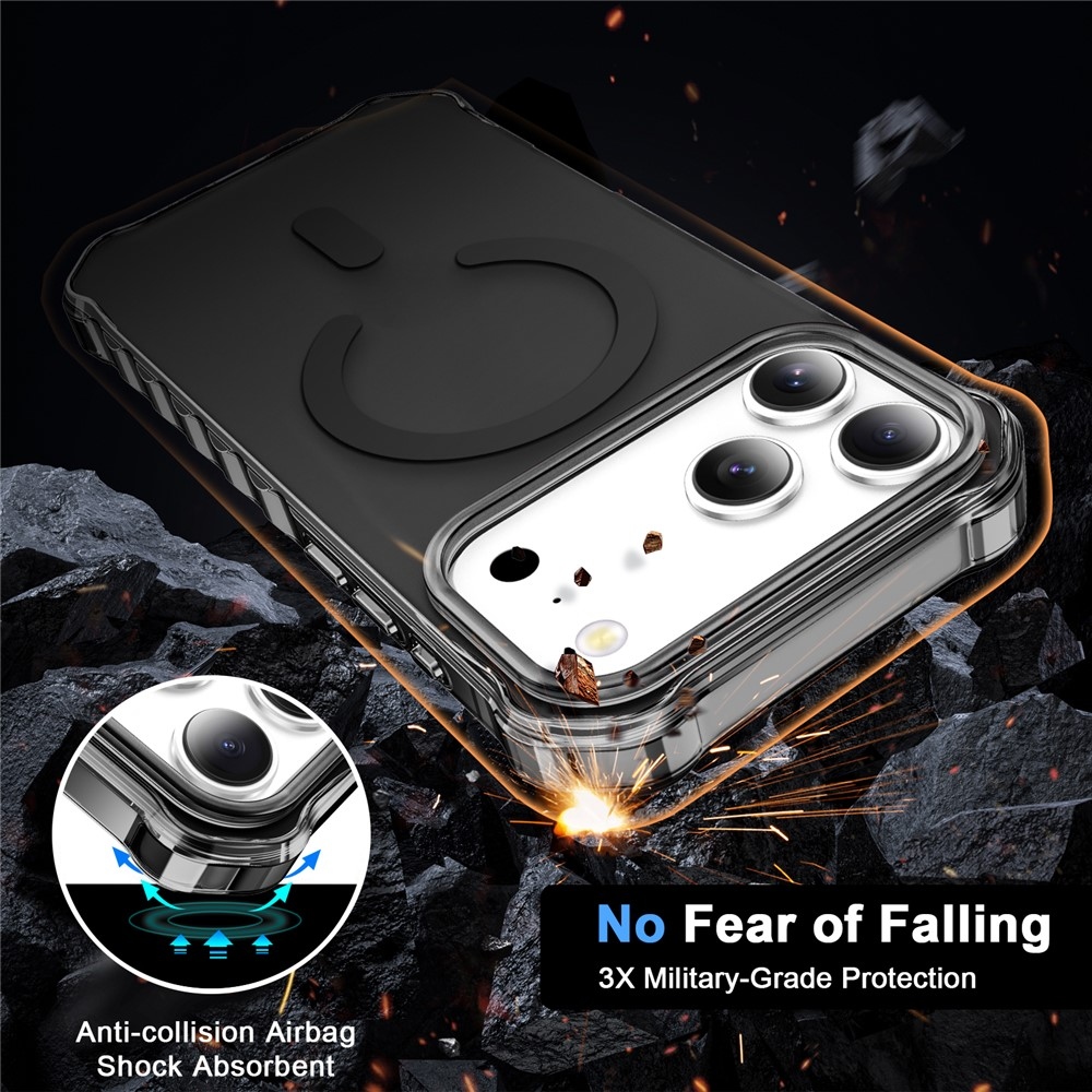 Wavy gelový obal s pevnými zády a MagSafe na iPhone 18 Pro/17 Pro - černý
