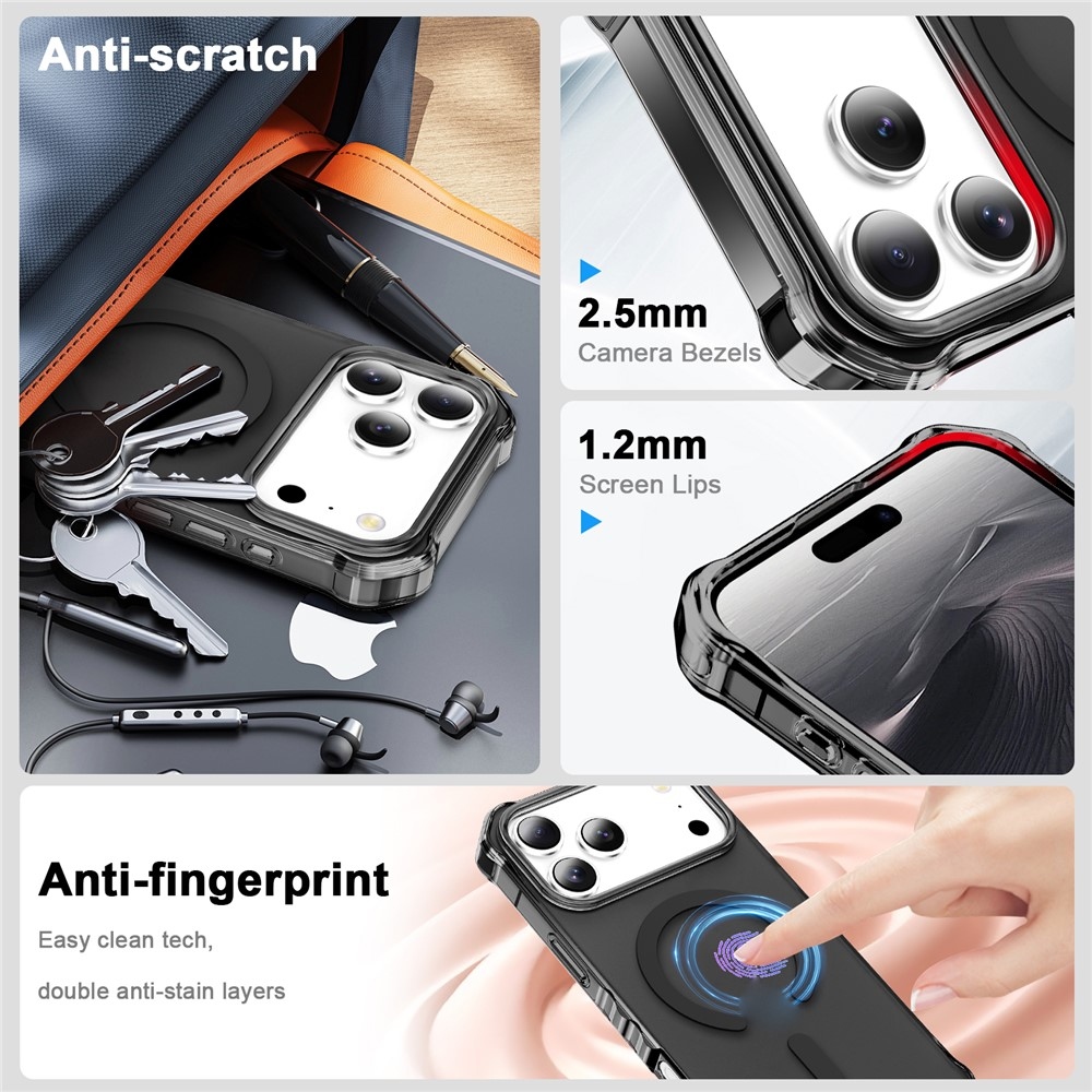 Wavy gelový obal s pevnými zády a MagSafe na iPhone 18 Pro/17 Pro - černý
