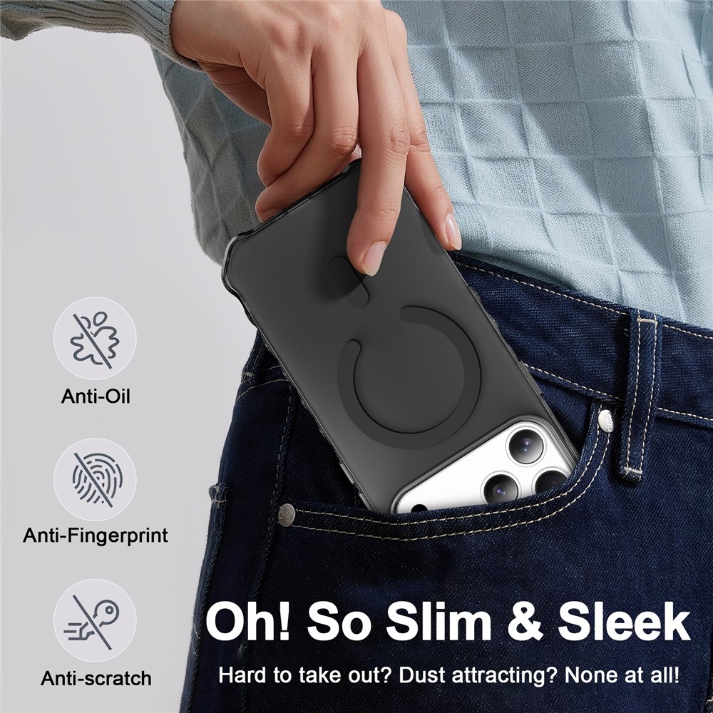 Wavy gelový obal s pevnými zády a MagSafe na iPhone 18 Pro/17 Pro - černý