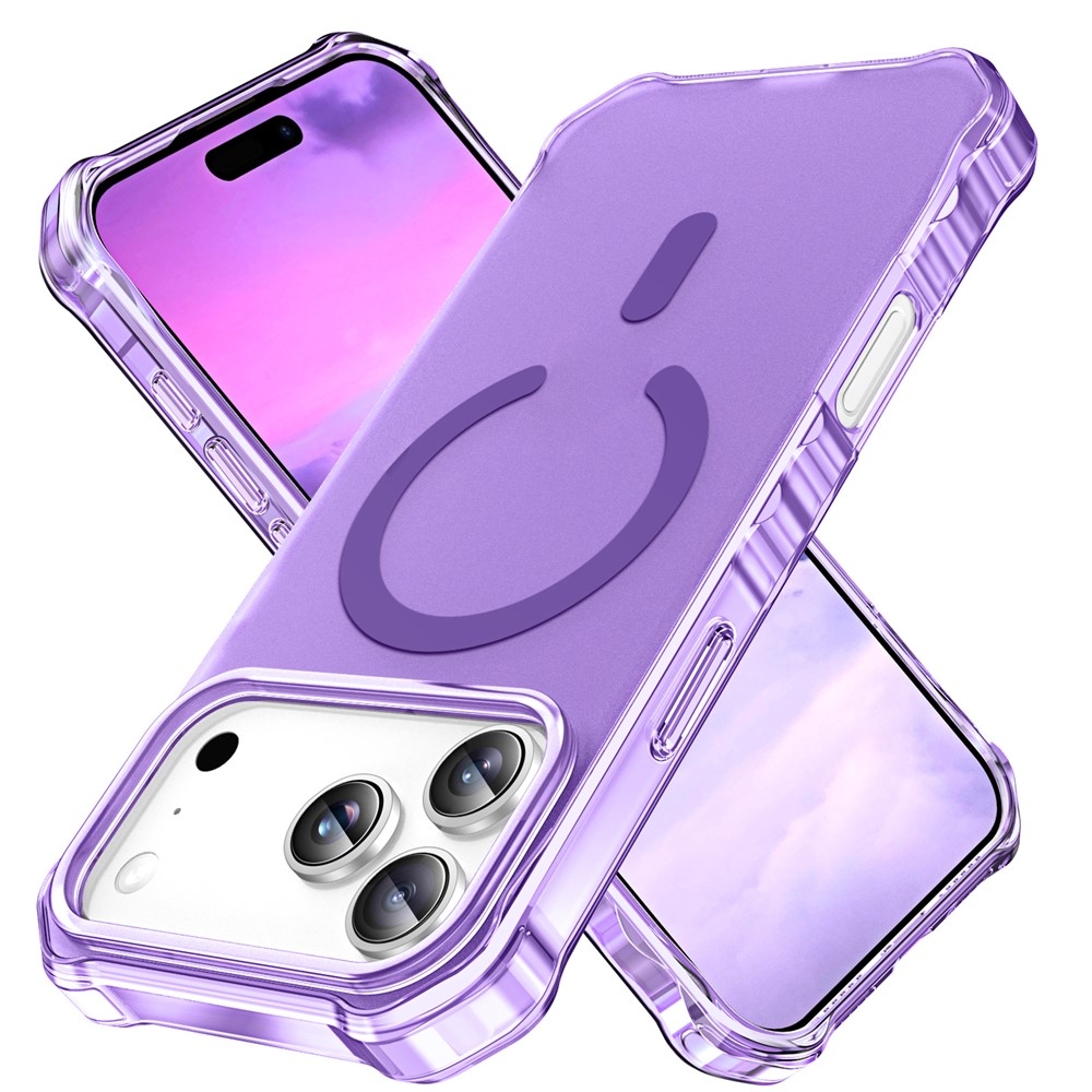 Wavy gelový obal s pevnými zády a MagSafe na iPhone 18 Pro/17 Pro - fialový