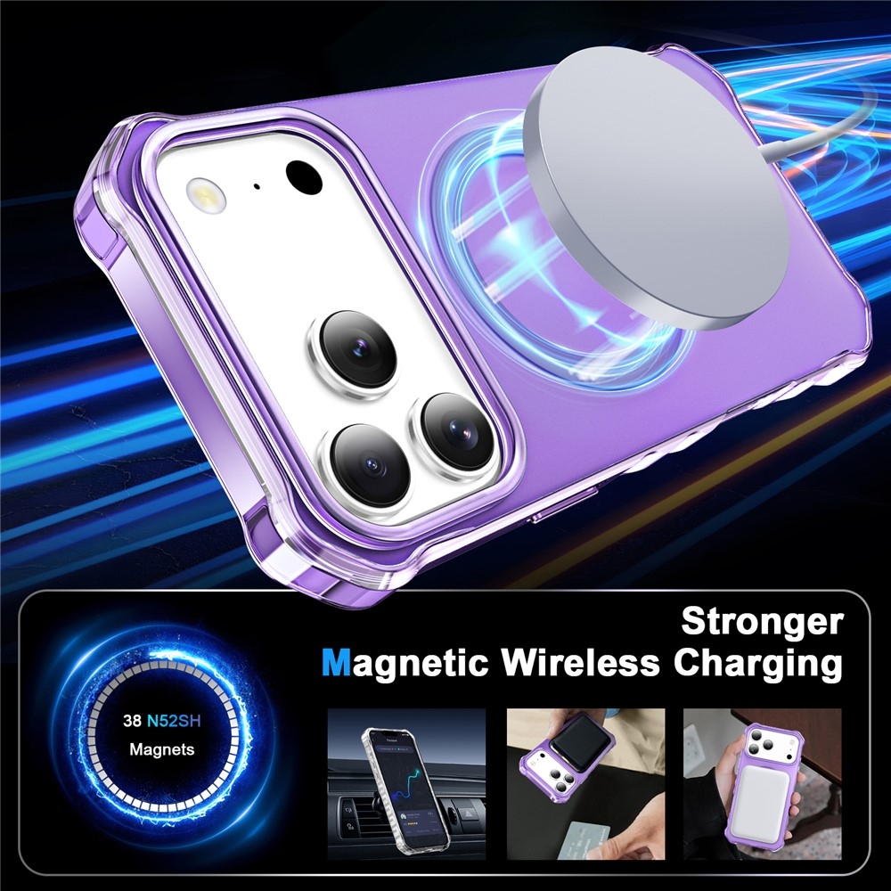 Wavy gelový obal s pevnými zády a MagSafe na iPhone 18 Pro/17 Pro - fialový