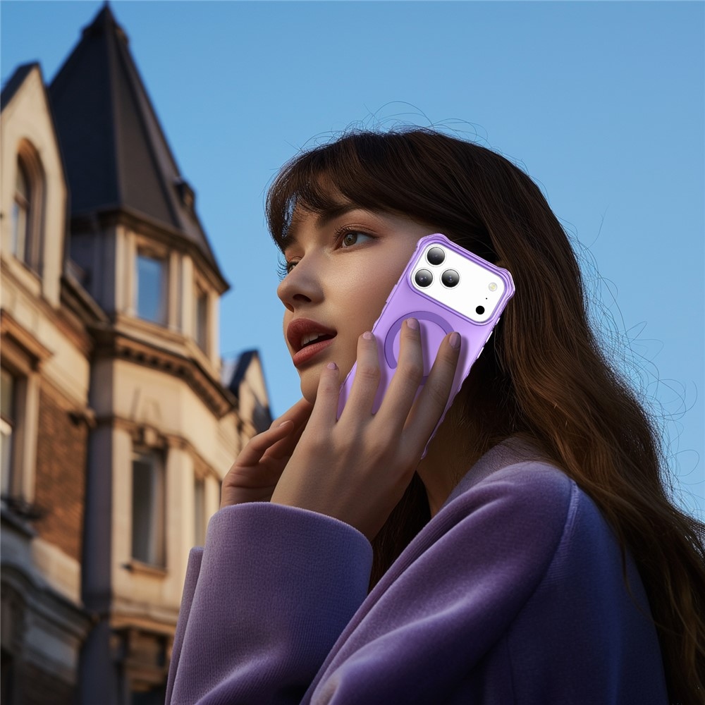 Wavy gelový obal s pevnými zády a MagSafe na iPhone 18 Pro/17 Pro - fialový