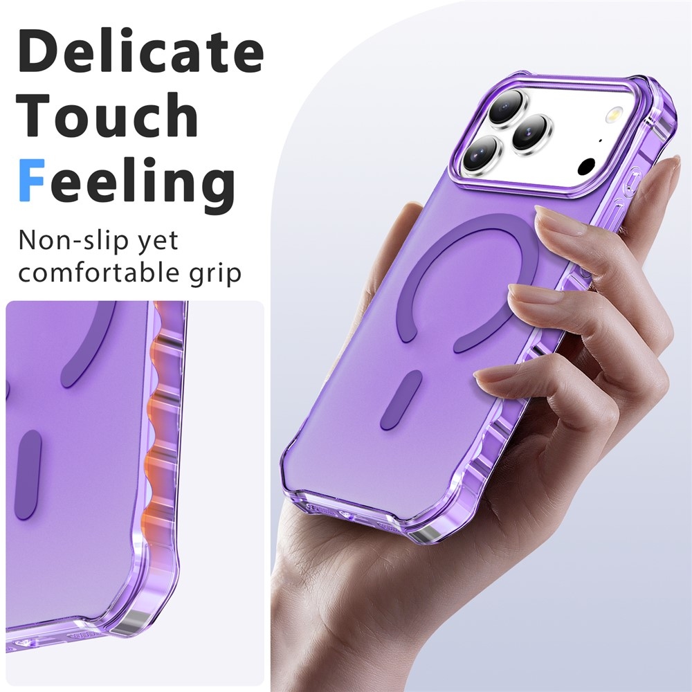 Wavy gelový obal s pevnými zády a MagSafe na iPhone 18 Pro/17 Pro - fialový
