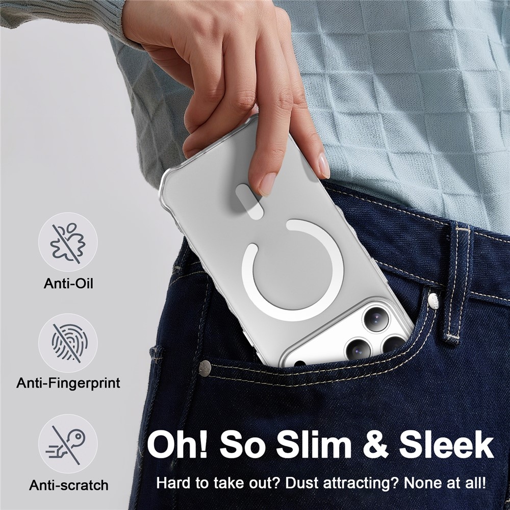 Wavy gelový obal s pevnými zády a MagSafe na iPhone 18 Pro/17 Pro - průhledný