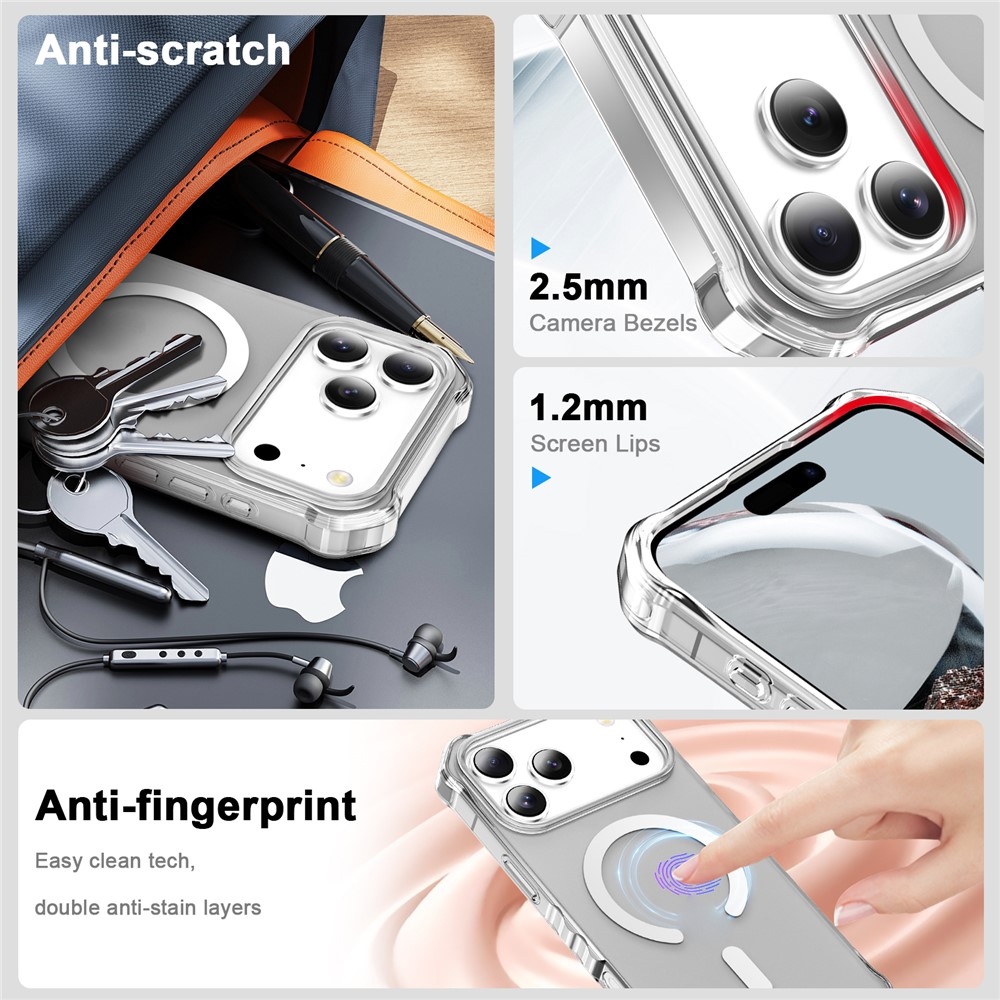 Wavy gelový obal s pevnými zády a MagSafe na iPhone 18 Pro/17 Pro - průhledný