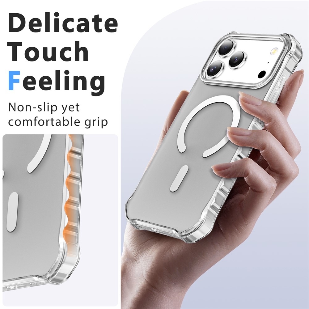 Wavy gelový obal s pevnými zády a MagSafe na iPhone 18 Pro/17 Pro - průhledný