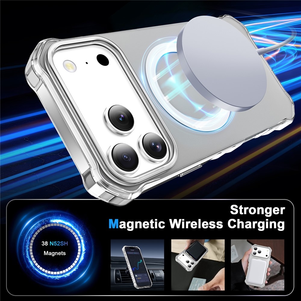 Wavy gelový obal s pevnými zády a MagSafe na iPhone 18 Pro/17 Pro - průhledný