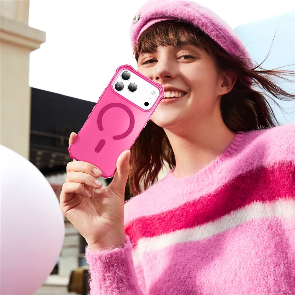 Wavy gelový obal s pevnými zády a MagSafe na iPhone 18 Pro/17 Pro - rose
