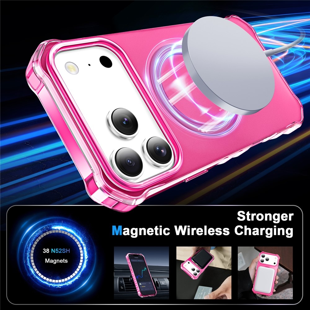 Wavy gelový obal s pevnými zády a MagSafe na iPhone 18 Pro/17 Pro - rose