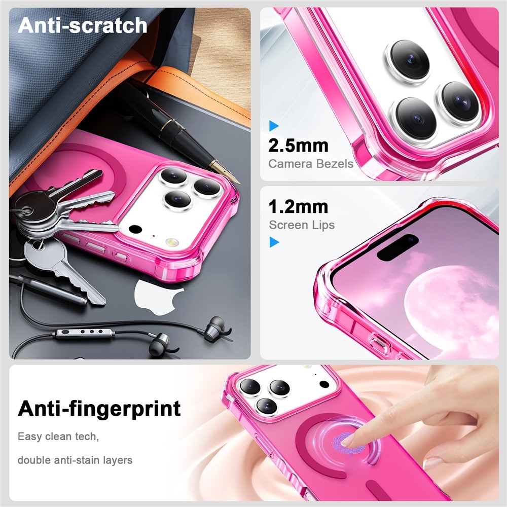 Wavy gelový obal s pevnými zády a MagSafe na iPhone 18 Pro/17 Pro - rose