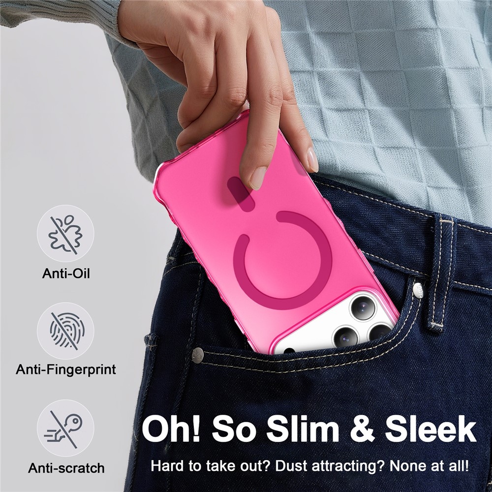 Wavy gelový obal s pevnými zády a MagSafe na iPhone 18 Pro/17 Pro - rose