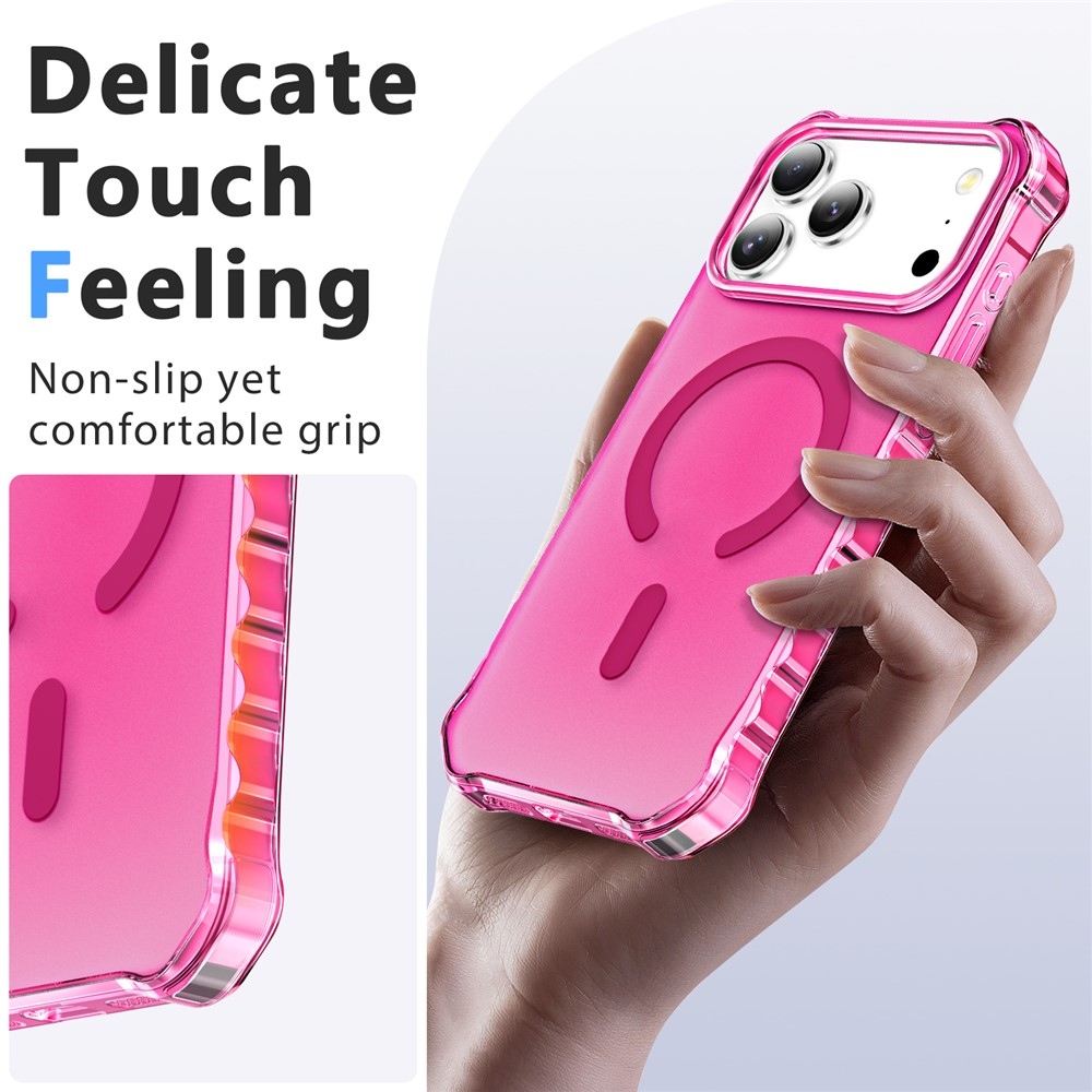 Wavy gelový obal s pevnými zády a MagSafe na iPhone 18 Pro/17 Pro - rose