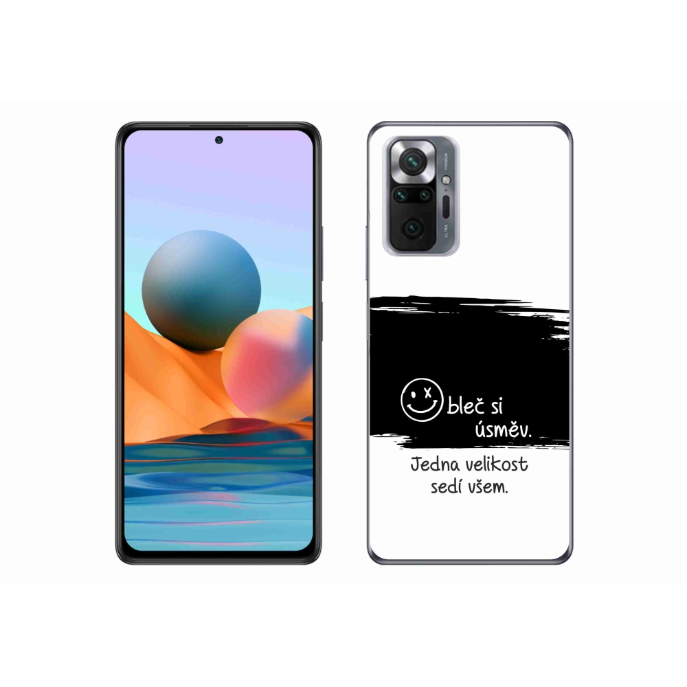 Gelový kryt mmCase na Xiaomi Redmi Note 10 Pro - vtipný text 8 černobílé pozadí