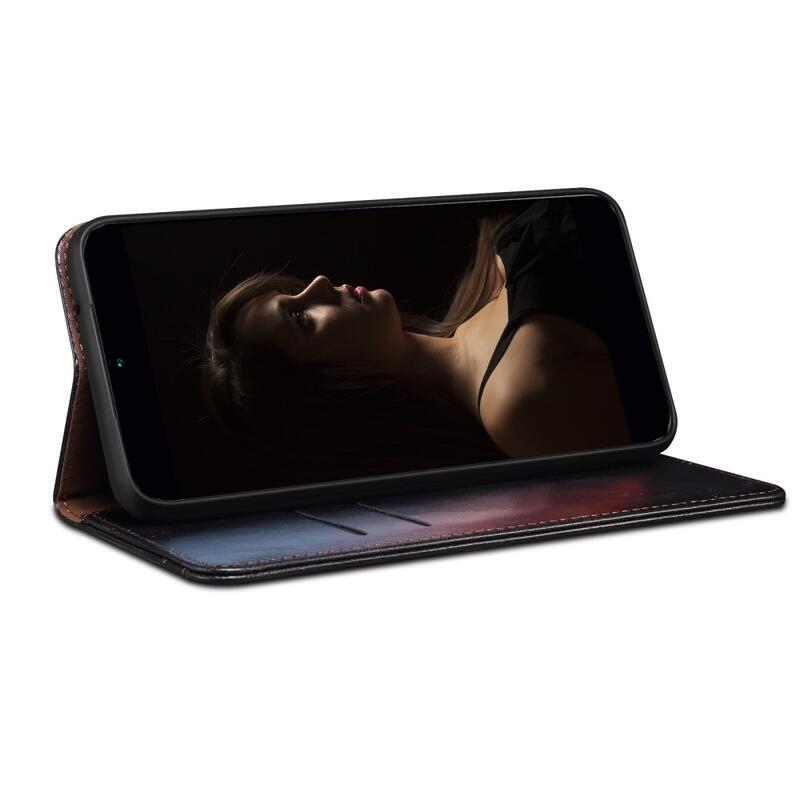 Waxy PU kožené peněženkové pouzdro na mobil Realme 9 Pro+ 5G - černé