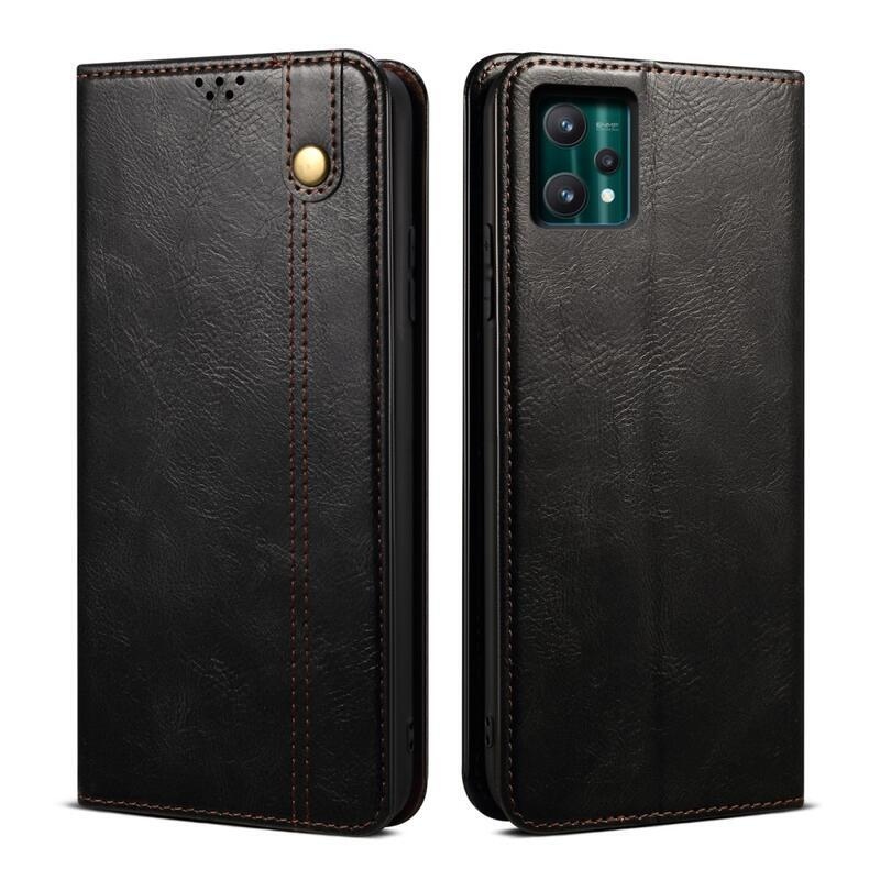 Waxy PU kožené peněženkové pouzdro na mobil Realme 9 Pro+ 5G - černé