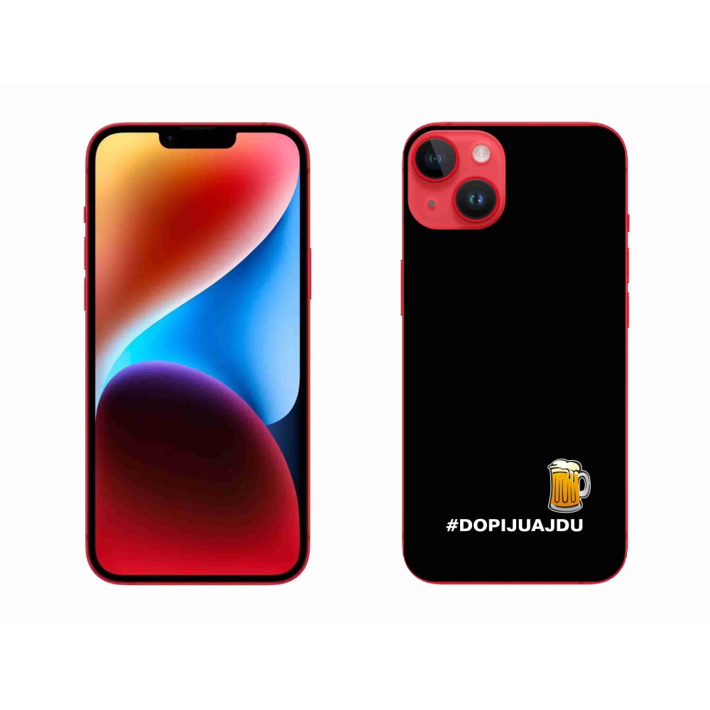 Gelový kryt mmCase na iPhone 14 Plus - pivní motiv 1 černé pozadí