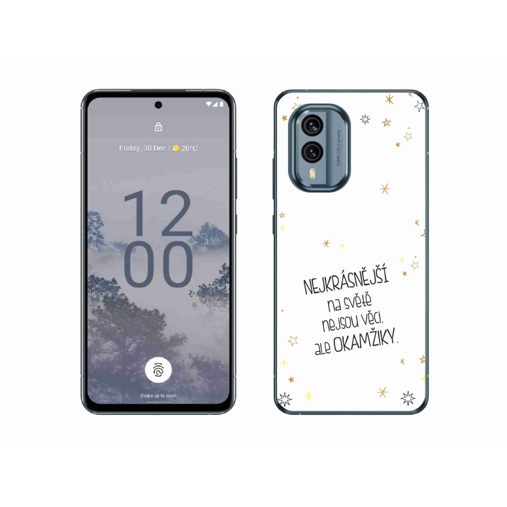 Gelový kryt mmCase na Nokia X30 5G - citát 4 bílé pozadí