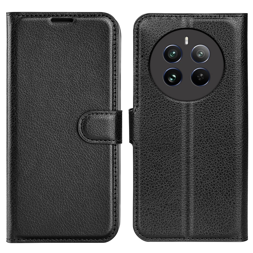 Litchi knížkové pouzdro na Realme 12+ 5G - černé
