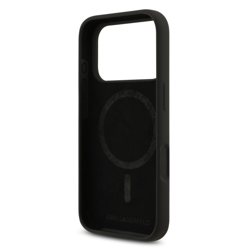 Karl Lagerfeld Liquid Silicone Karl and Choupette MagSafe Zadní Kryt pro iPhone 18 Pro Max Black