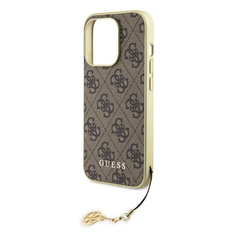 Guess 4G Charm Zadní Kryt pro iPhone 15 Pro Brown