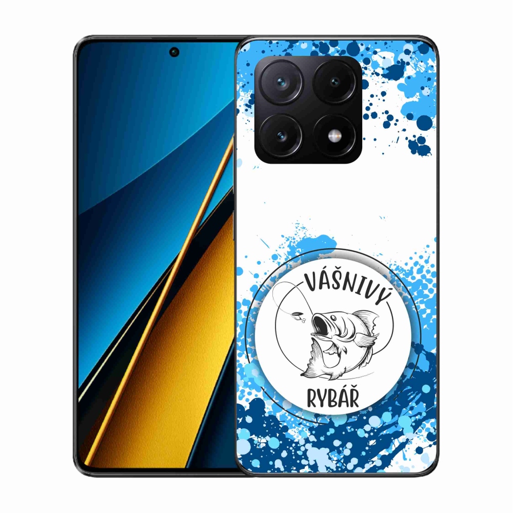 Gelový kryt mmCase na Xiaomi Poco X6 Pro 5G - vášnivý rybář bílé pozadí