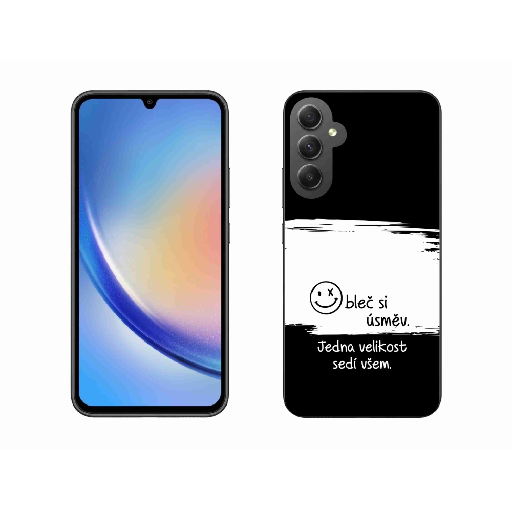 Gelový kryt mmCase na Samsung Galaxy A34 5G - vtipný text 8 bíločerné pozadí