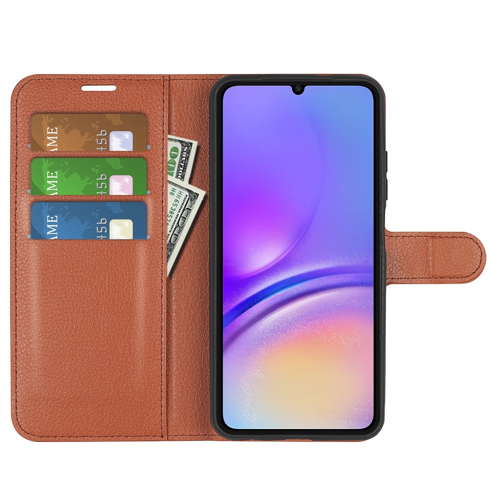 Litchi knížkové pouzdro na Samsung Galaxy A06 4G - hnědé