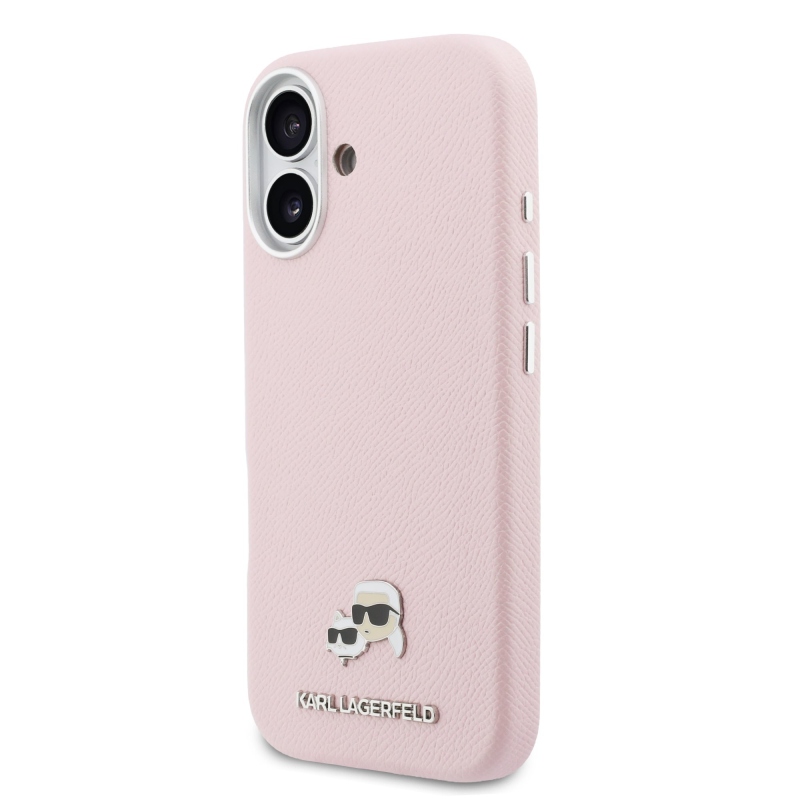 Karl Lagerfeld PU Karl and Choupette Heads Pins MagSafe Zadní Kryt pro iPhone 17 Pink