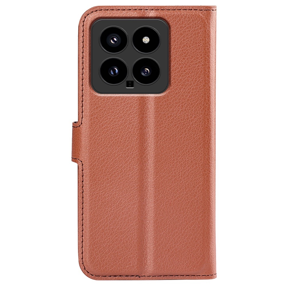 Litchi knížkové pouzdro na Xiaomi 14 - hnědé