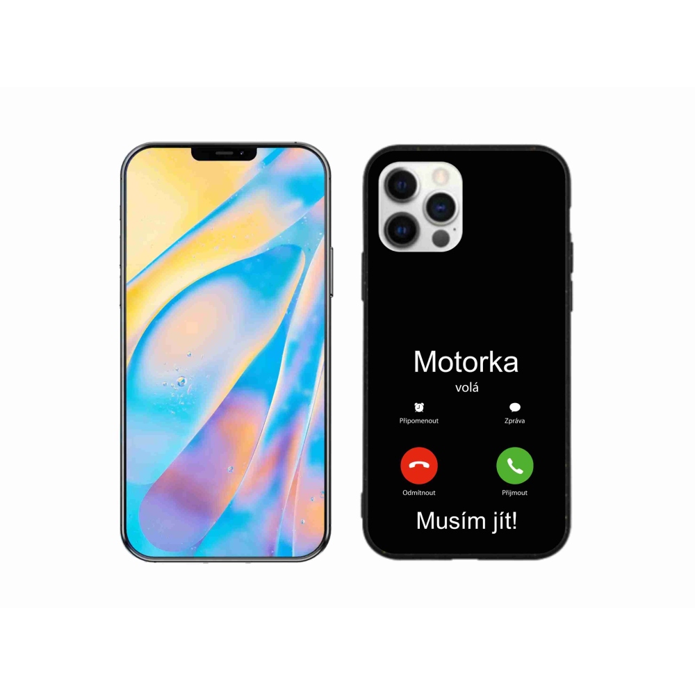 Gelový kryt mmCase na iPhone 12 Pro - motorka volá černé pozadí