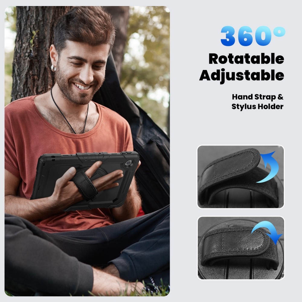 Strap odolný kryt s držákem na ruku a ramenním popruhem na Lenovo Tab 10.1 (2025) - černý