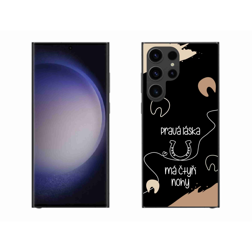 Gelový kryt mmCase na Samsung Galaxy S23 Ultra 5G - koňský motiv černé pozadí
