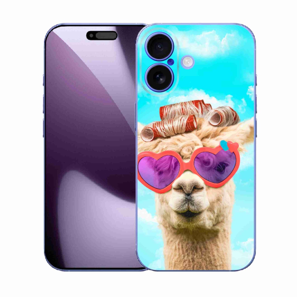Gelový kryt mmCase na iPhone 17 - lama s brýlemi