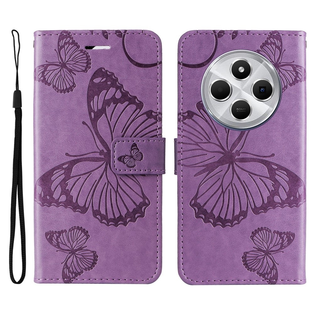 Big Butterfly knížkové pouzdro na Xiaomi Redmi 14C/Poco C75 - fialové