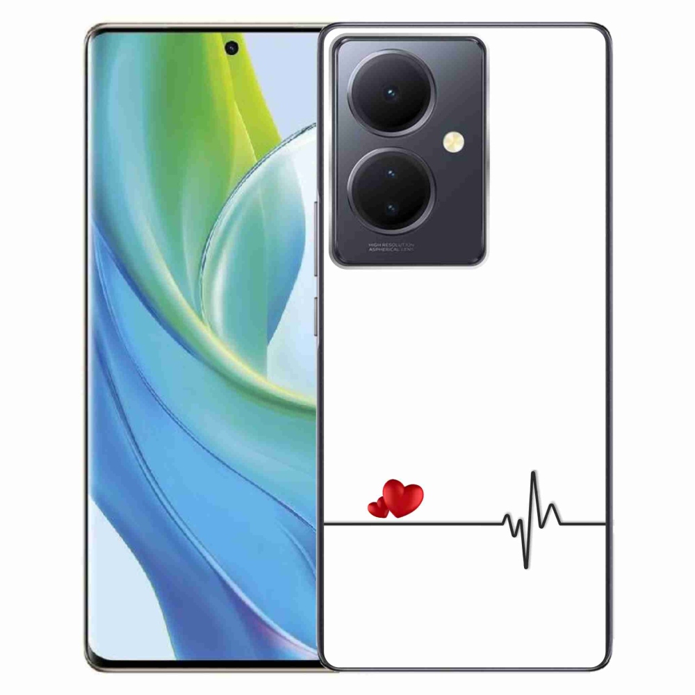 Gelový kryt mmCase na Vivo V29 Lite 5G - srdce a tep bílé pozadí