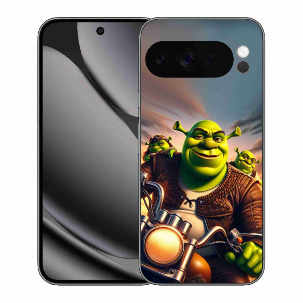 Gelový kryt mmCase na Google Pixel 10 Pro XL - shrek na motorce