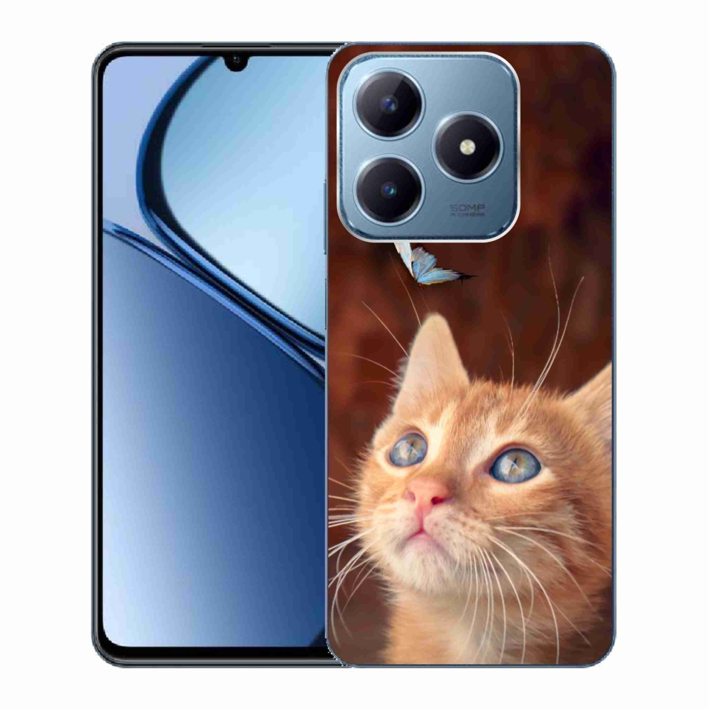 Gelový kryt mmCase na Realme C63 - motýl a kotě