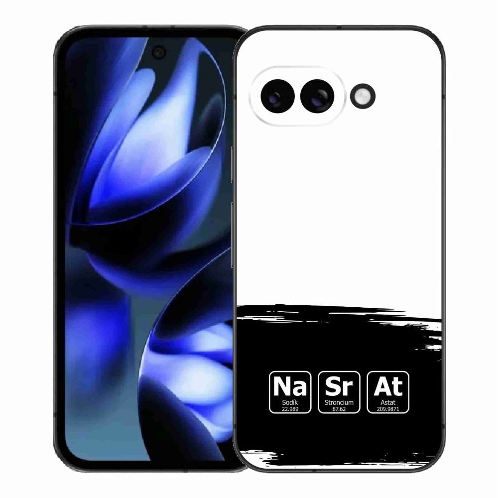 Gelový kryt mmCase na Google Pixel 9a - chemické prvky černobílé pozadí