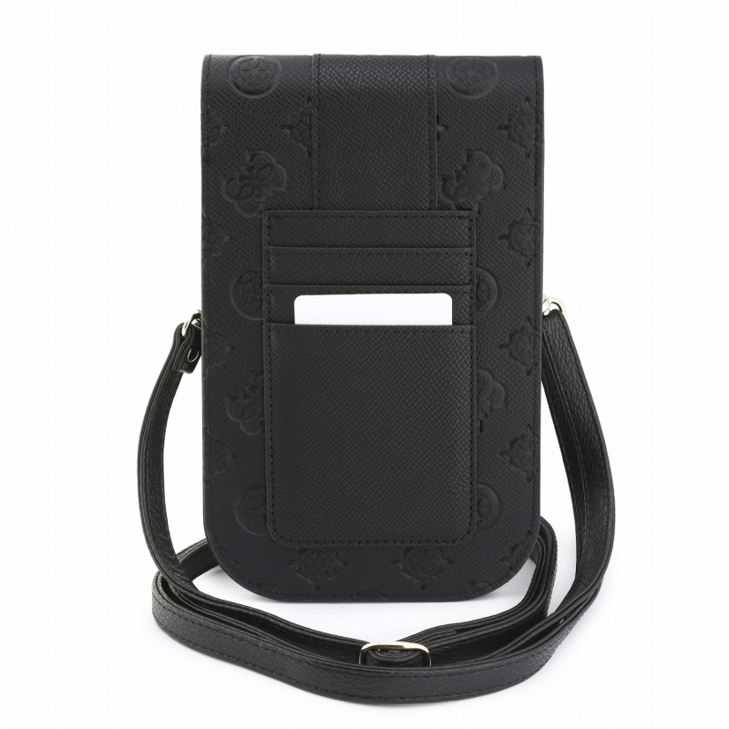 Guess PU 4G Peony Stripe Metal Logo Taška na Telefon Black